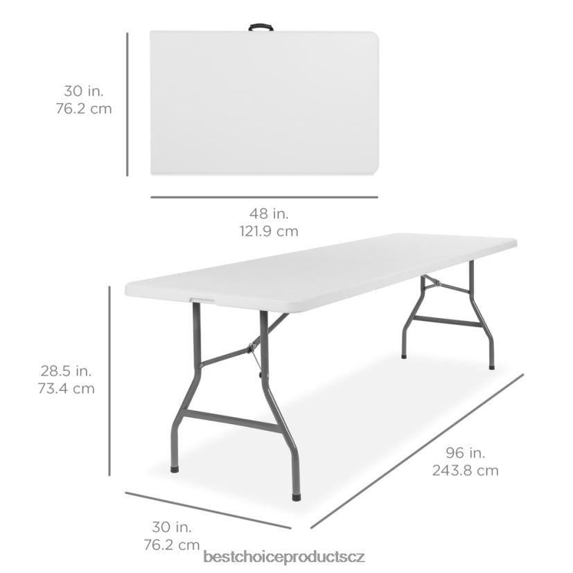 Best Choice Products přenosný skládací plastový jídelní stůl s rukojetí, zámkem sezónní bílý FF2286262