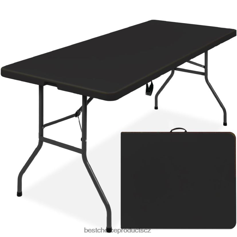 Best Choice Products přenosný skládací plastový jídelní stůl s rukojetí, zámkem sezónní Černá FF2286229