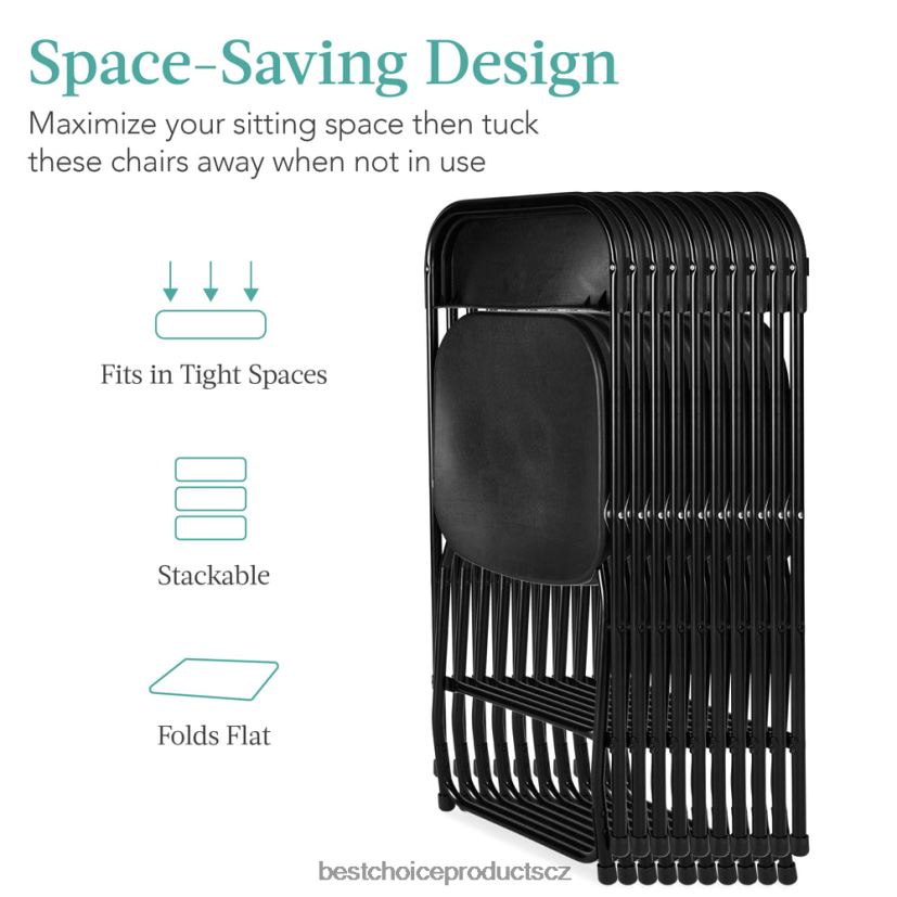 Best Choice Products sada 10 skládacích stohovacích plastových židlí s protiskluzovými nožičkami sezónní Černá FF2286250