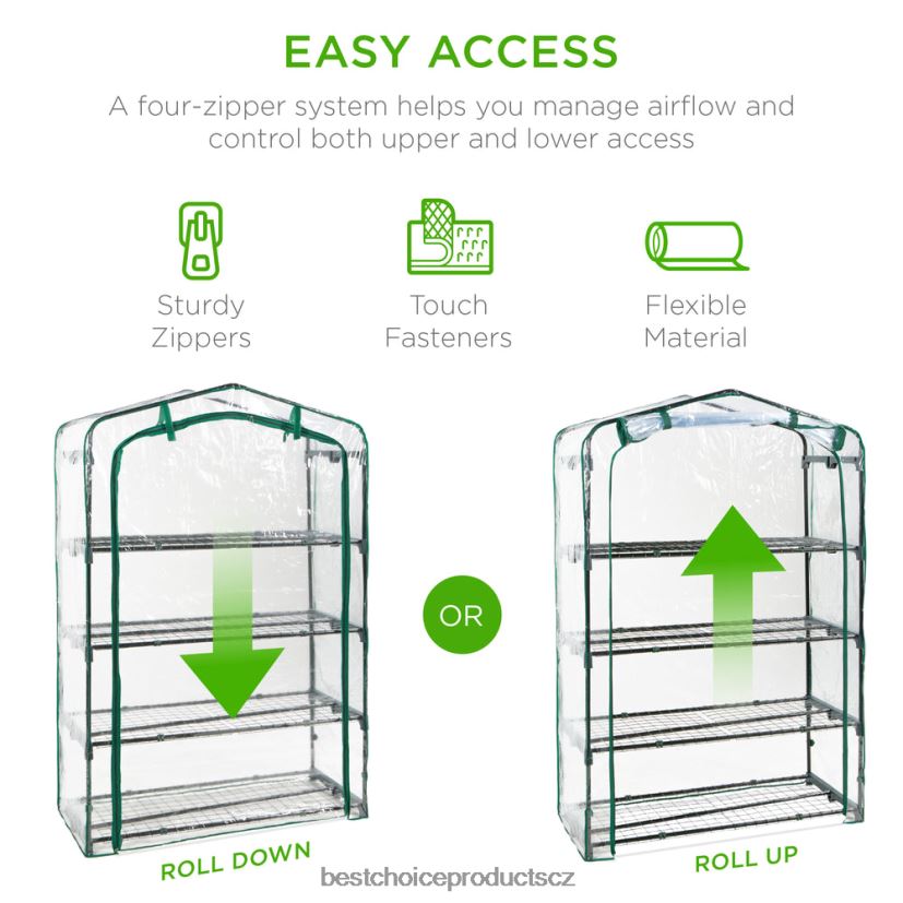 Best Choice Products 4patrový mini přenosný vnitřní venkovní skleník s ocelovými policemi trávník a zahrada | zelená FF2286976