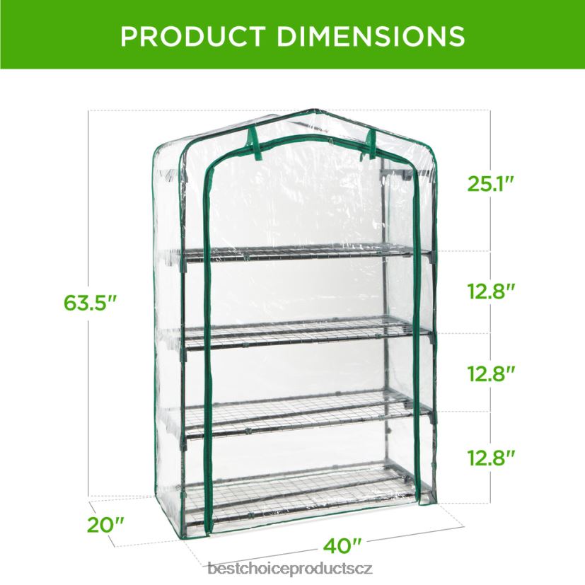 Best Choice Products 4patrový mini přenosný vnitřní venkovní skleník s ocelovými policemi trávník a zahrada | zelená FF2286976