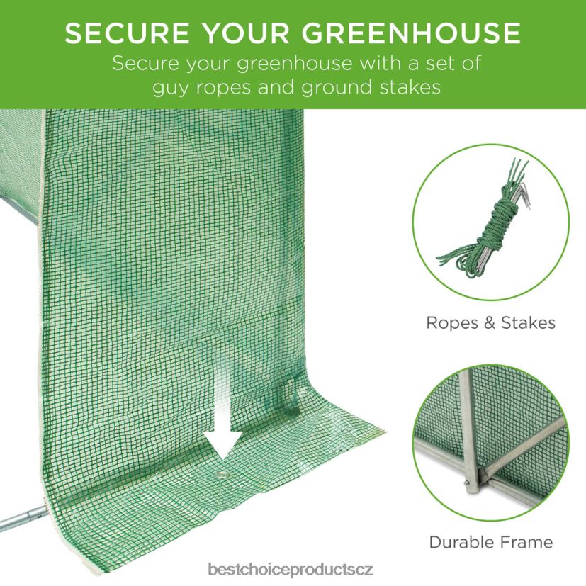 Best Choice Products Walk-in skleníkový tunelový stan s rolovacími okny, dveřmi na zip trávník a zahrada | zelená FF2286958