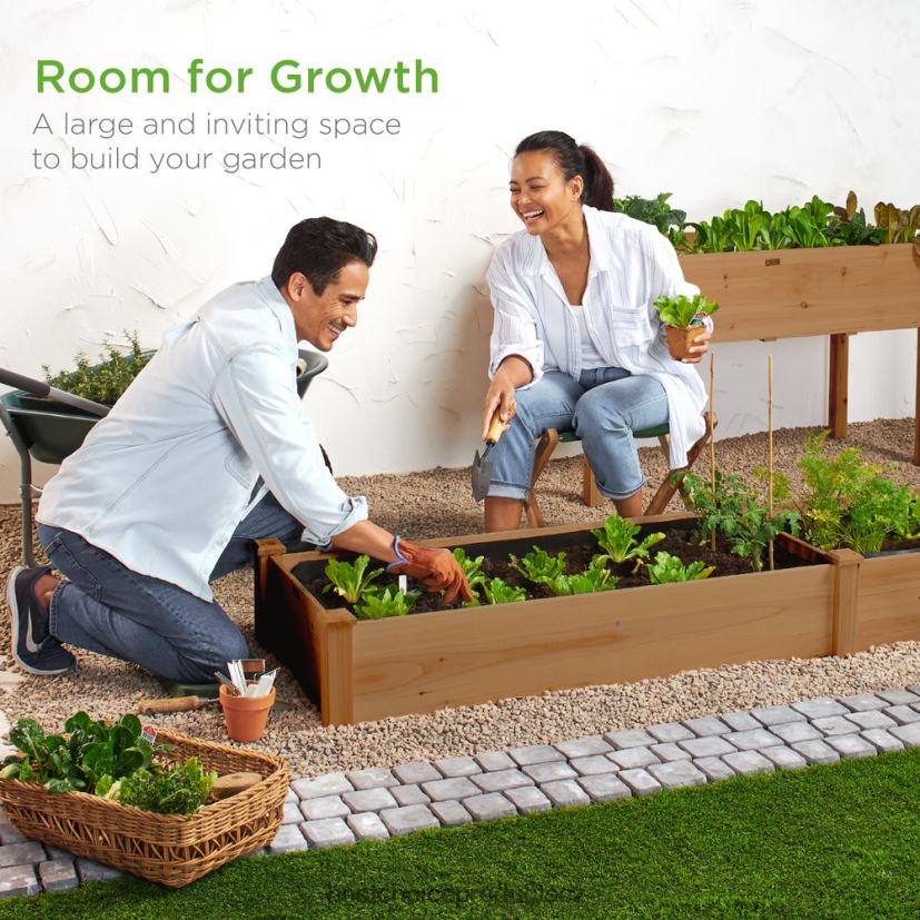 Best Choice Products dřevěný vyvýšený zahradní záhon na zahradu, trávník, dvůr trávník a zahrada | žalud hnědý FF2286985
