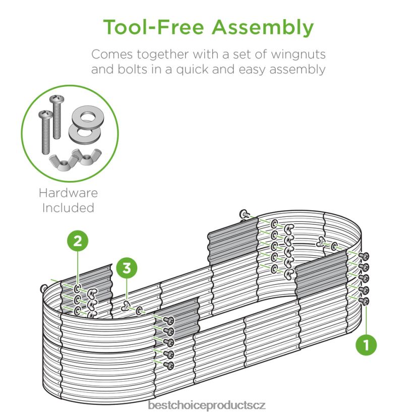 Best Choice Products kovový zvýšený zahradní záhon, oválný venkovní květináč na zeleninu trávník a zahrada | dřevěné uhlí FF2286993