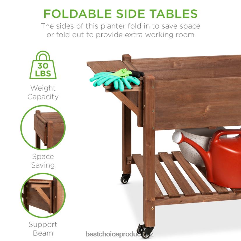 Best Choice Products předem mořený mobilní vyvýšený zahradní záhon vyvýšený stojan na květináče trávník a zahrada | hnědý FF2286968