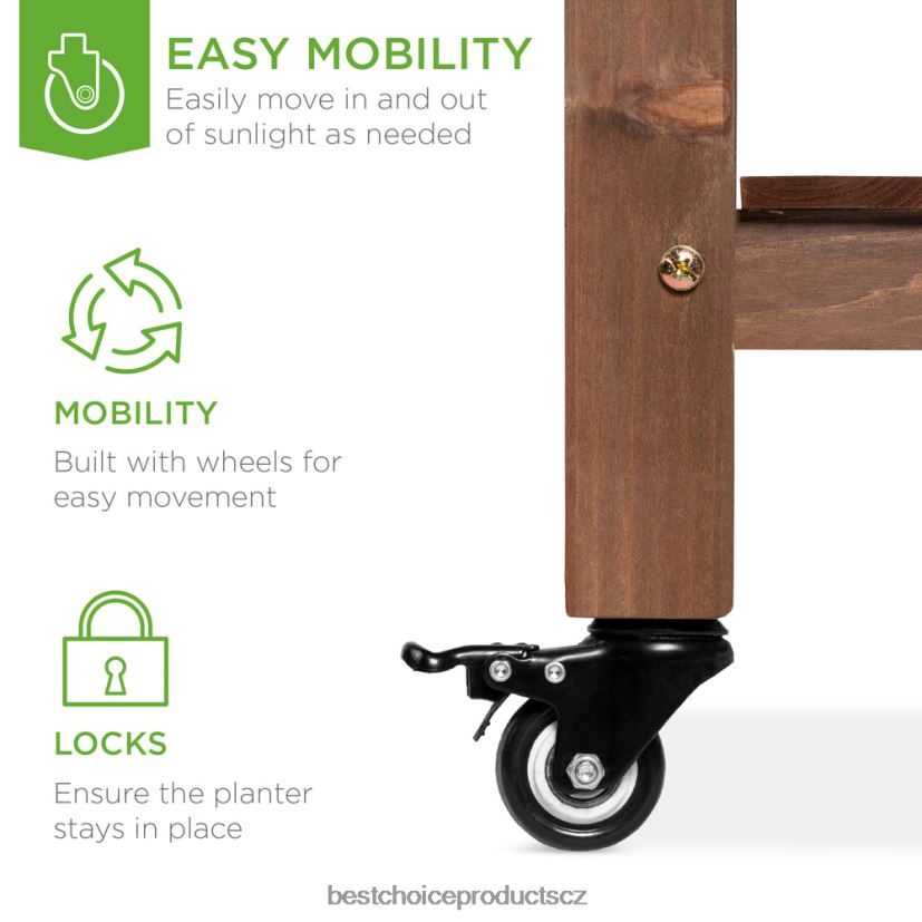 Best Choice Products předem mořený mobilní vyvýšený zahradní záhon vyvýšený stojan na květináče trávník a zahrada | hnědý FF2286968