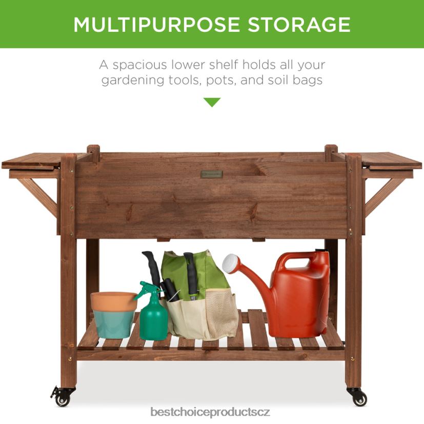 Best Choice Products předem mořený mobilní vyvýšený zahradní záhon vyvýšený stojan na květináče trávník a zahrada | hnědý FF2286968