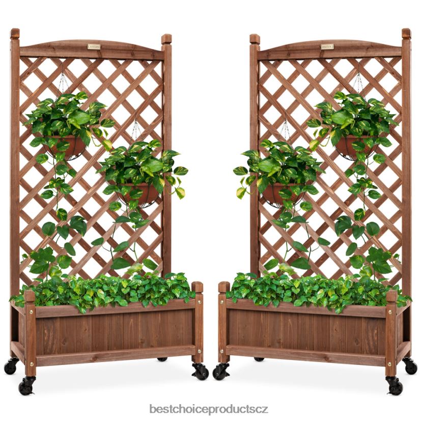 Best Choice Products sada 2 boxů na květináč a mřížoví s volitelnými kolečky trávník a zahrada | hnědý FF2286475