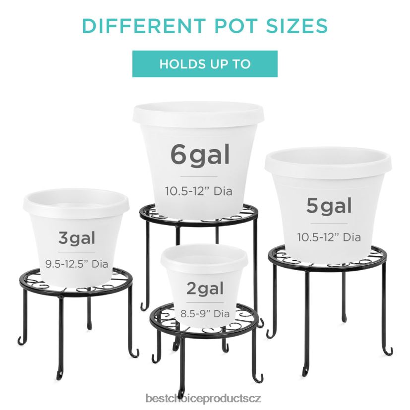 Best Choice Products sada 4 vnitřních venkovních kovových stojanů na hnízdění rostlin, držáků na květináče trávník a zahrada | Černá FF2286986
