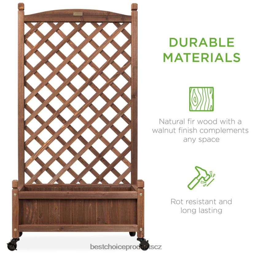 Best Choice Products truhlík na sázecí dřevo a mřížová mříž s odvodněním, volitelná kolečka trávník a zahrada | hnědý FF2286991
