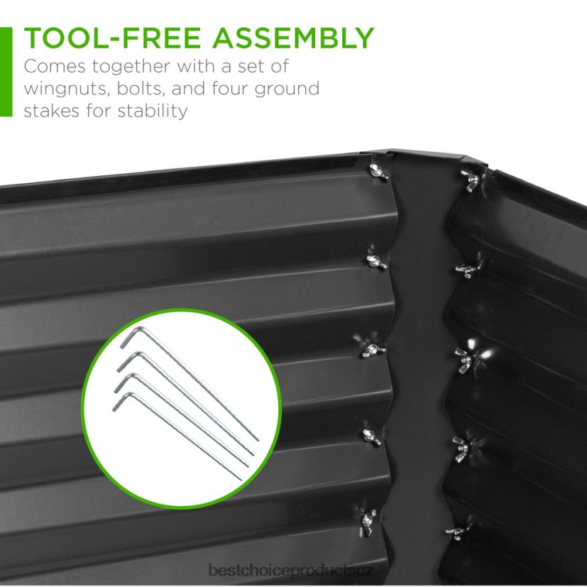 Best Choice Products venkovní kovový zvýšený zahradní záhon na zeleninu, květiny, bylinky trávník a zahrada | šedá FF2286452