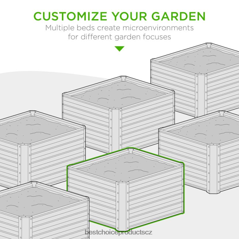 Best Choice Products venkovní kovový zvýšený zahradní záhon na zeleninu, květiny, bylinky trávník a zahrada | šedá FF2286452