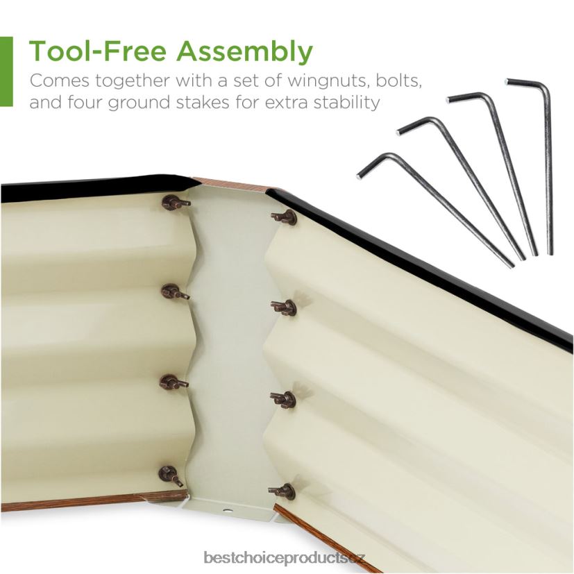 Best Choice Products venkovní kovový zvýšený zahradní záhon na zeleninu, květiny, bylinky trávník a zahrada | kresba dřeva FF2286450