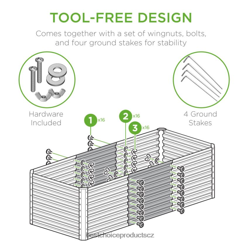 Best Choice Products venkovní kovový zvýšený zahradní záhon na zeleninu, květiny, bylinky trávník a zahrada | kresba dřeva FF2286457