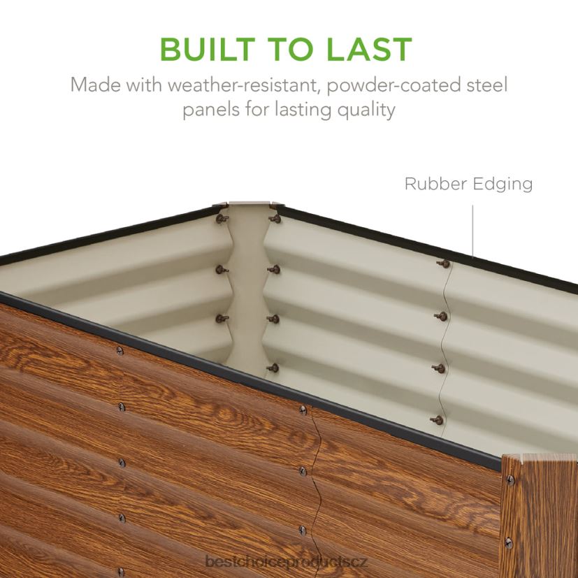 Best Choice Products venkovní kovový zvýšený zahradní záhon na zeleninu, květiny, bylinky trávník a zahrada | kresba dřeva FF2286457