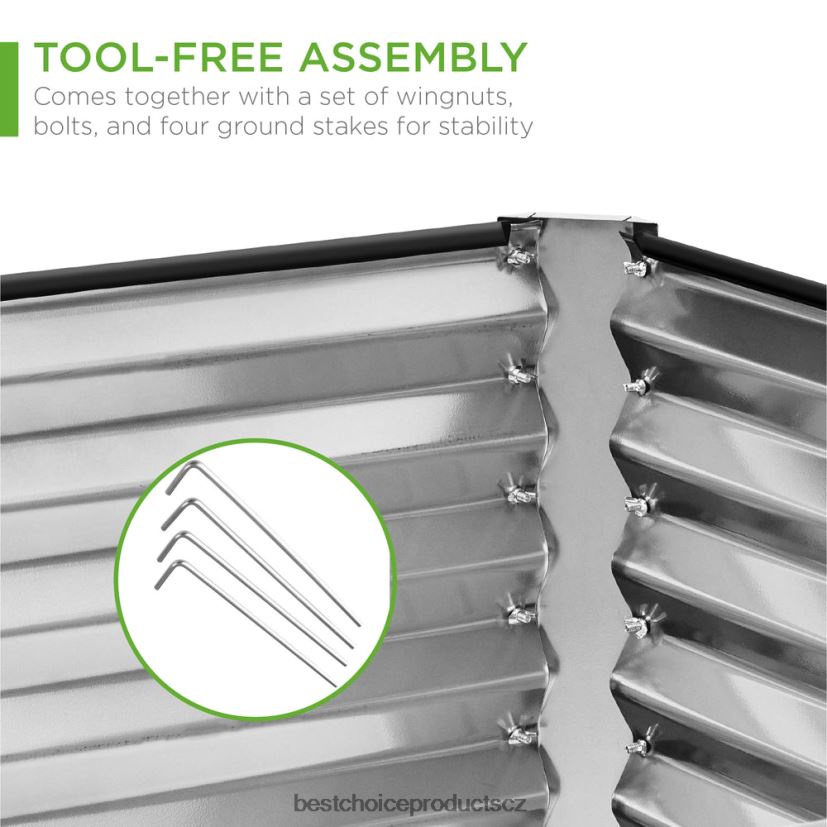 Best Choice Products venkovní kovový zvýšený zahradní záhon na zeleninu, květiny, bylinky trávník a zahrada | stříbrný FF2286441