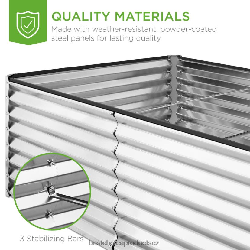 Best Choice Products venkovní kovový zvýšený zahradní záhon na zeleninu, květiny, bylinky trávník a zahrada | stříbrný FF2286441