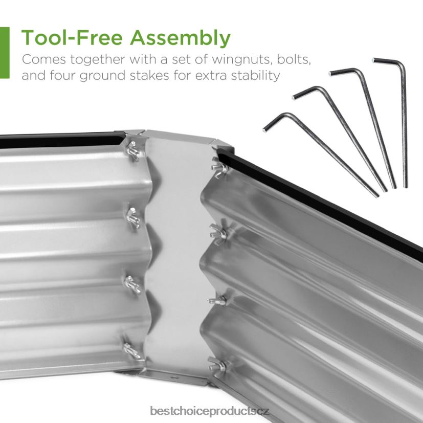 Best Choice Products venkovní kovový zvýšený zahradní záhon na zeleninu, květiny, bylinky trávník a zahrada | stříbrný FF2286448