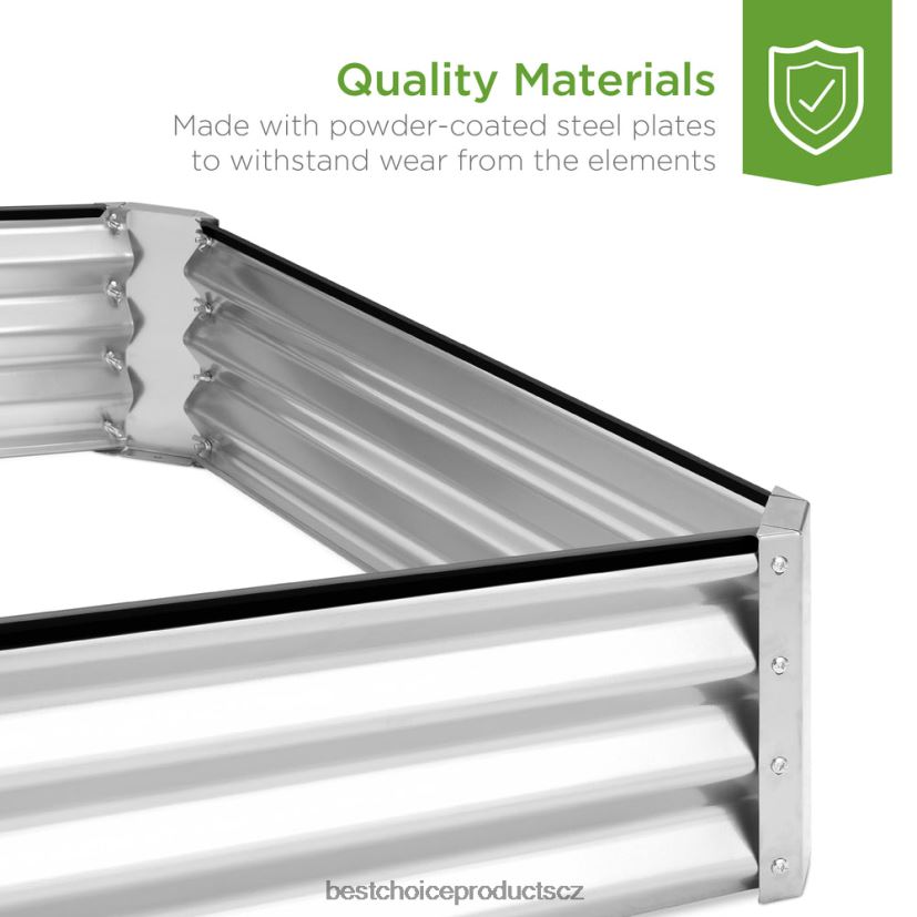 Best Choice Products venkovní kovový zvýšený zahradní záhon na zeleninu, květiny, bylinky trávník a zahrada | stříbrný FF2286448