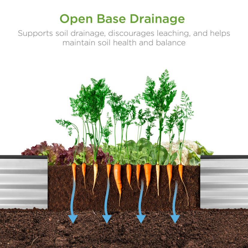 Best Choice Products venkovní kovový zvýšený zahradní záhon na zeleninu, květiny, bylinky trávník a zahrada | stříbrný FF2286448