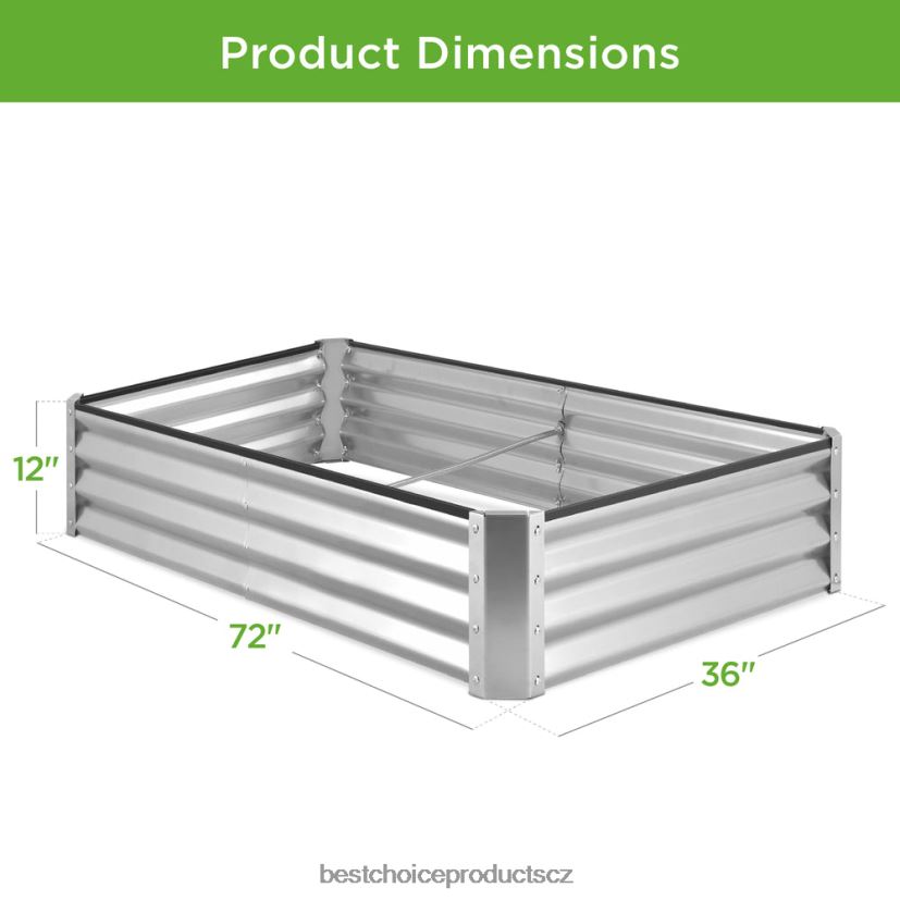 Best Choice Products venkovní kovový zvýšený zahradní záhon na zeleninu, květiny, bylinky trávník a zahrada | stříbrný FF2286448