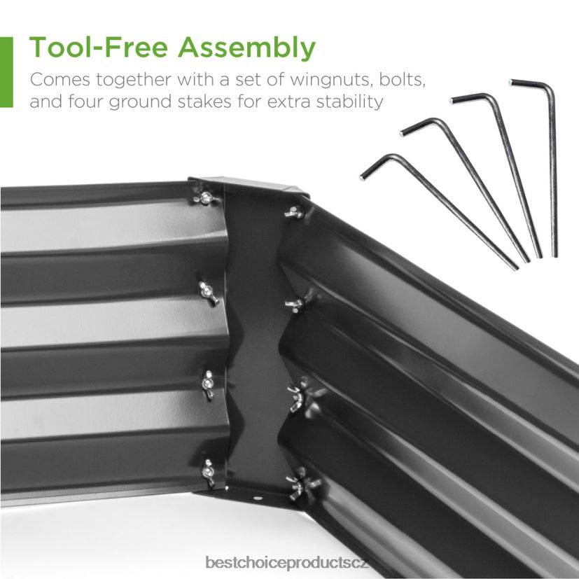 Best Choice Products venkovní kovový zvýšený zahradní záhon na zeleninu, květiny, bylinky trávník a zahrada | tmavě šedá FF2286449