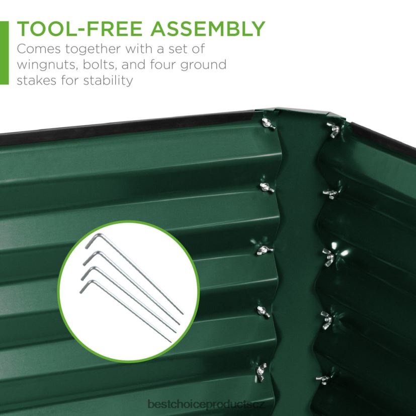 Best Choice Products venkovní kovový zvýšený zahradní záhon na zeleninu, květiny, bylinky trávník a zahrada | tmavozelený FF2286442