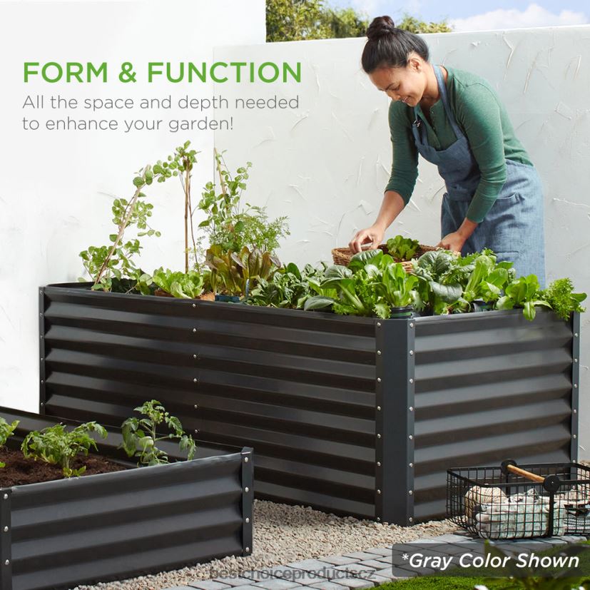 Best Choice Products venkovní kovový zvýšený zahradní záhon na zeleninu, květiny, bylinky trávník a zahrada | tmavozelený FF2286463