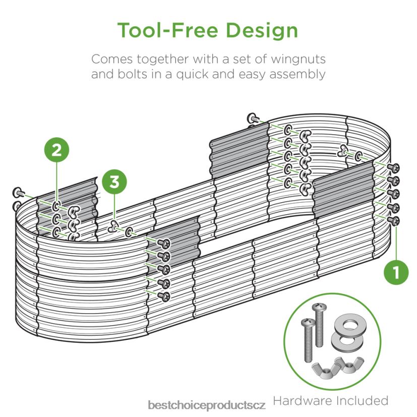 Best Choice Products venkovní vyvýšený kovový oválný zahradní záhon, květináč trávník a zahrada | dřevěné uhlí FF2286969