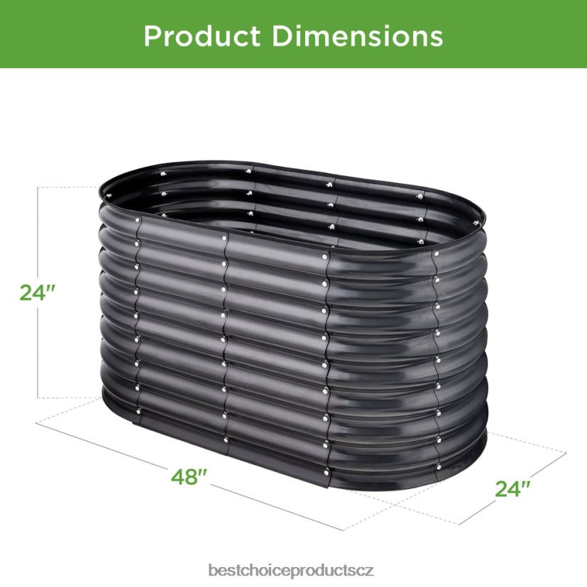 Best Choice Products venkovní vyvýšený kovový oválný zahradní záhon, květináč trávník a zahrada | dřevěné uhlí FF2286969