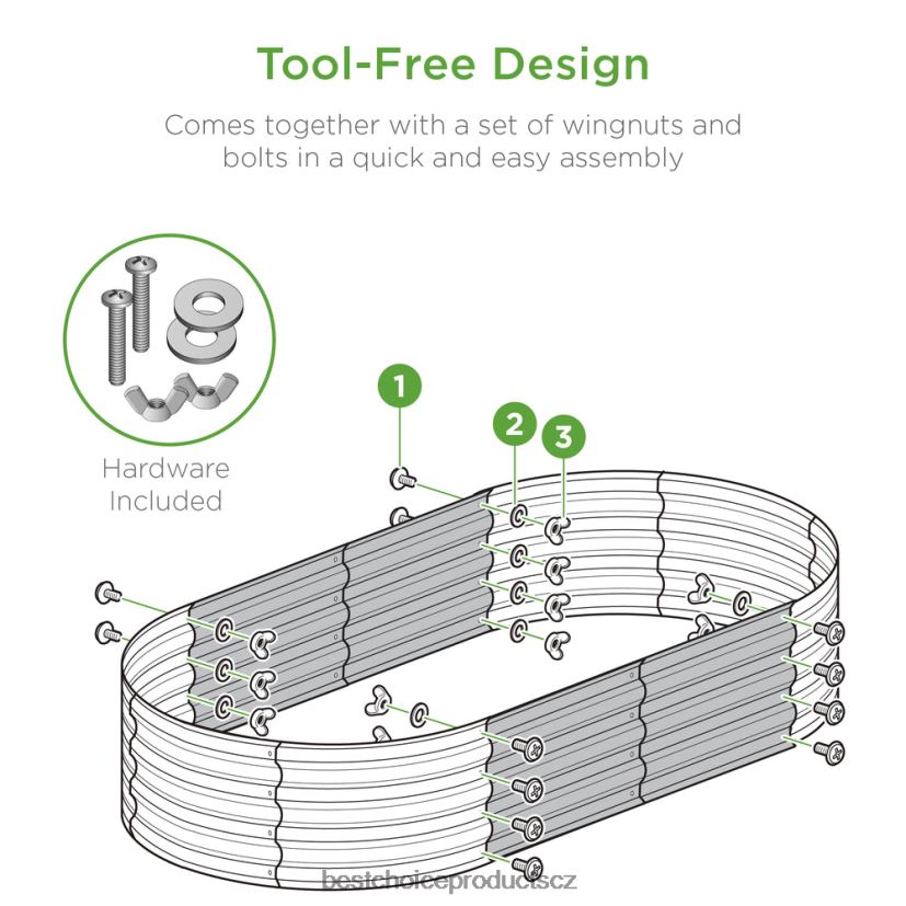 Best Choice Products venkovní vyvýšený kovový oválný zahradní záhon, květináč trávník a zahrada | tmavozelený FF2286975