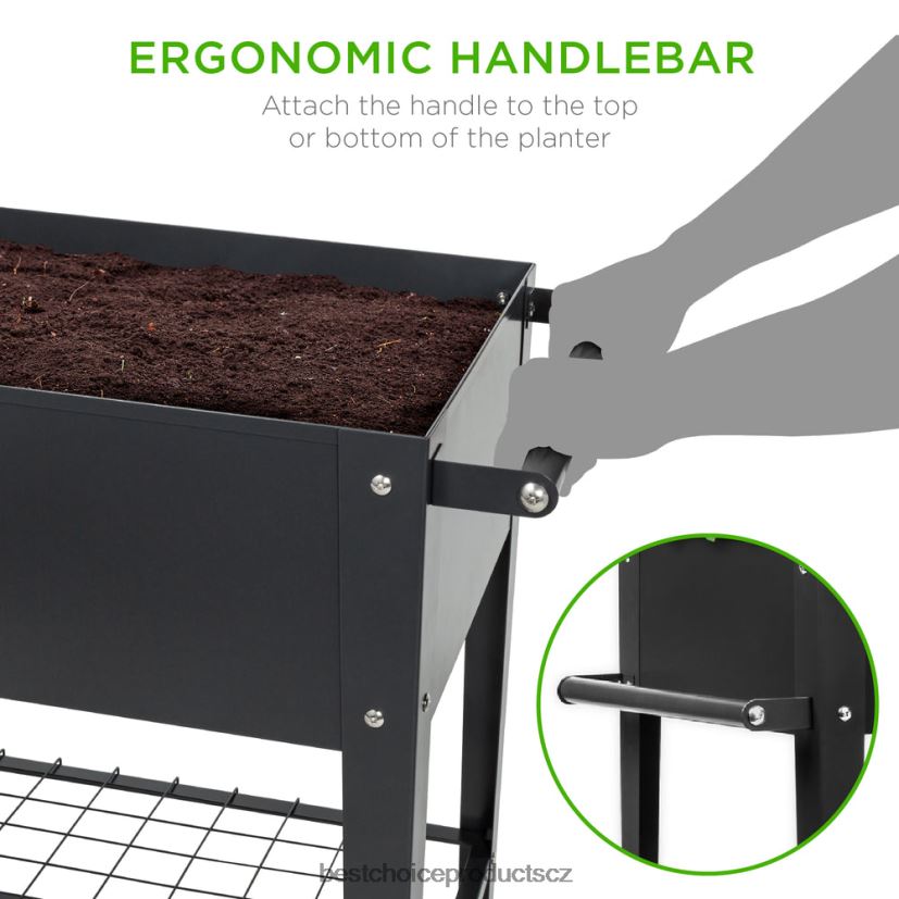 Best Choice Products vyvýšená kovová zahradní postel na dvorek s kolečky, policí trávník a zahrada | tmavě šedá FF2286995