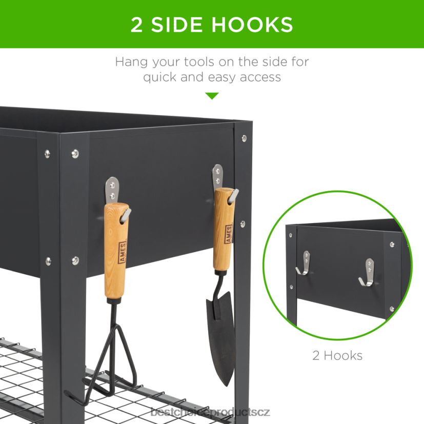 Best Choice Products vyvýšená kovová zahradní postel na dvorek s kolečky, policí trávník a zahrada | tmavě šedá FF2286995