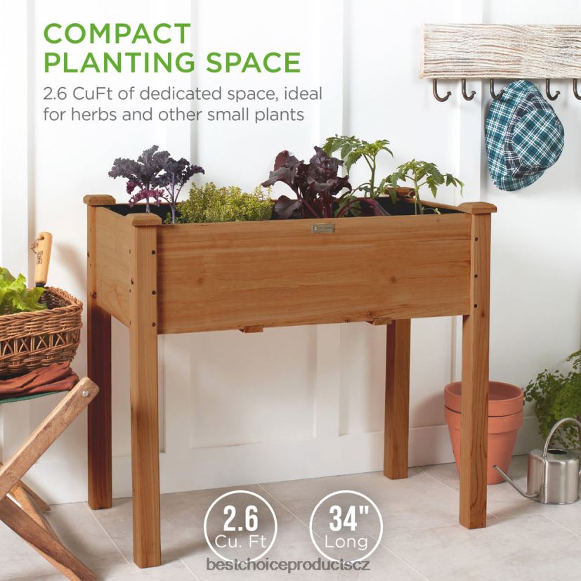 Best Choice Products vyvýšená zahradní postel, vyvýšený stojan na truhlík na květináče s vložkou do postele trávník a zahrada | žalud hnědý FF2286967