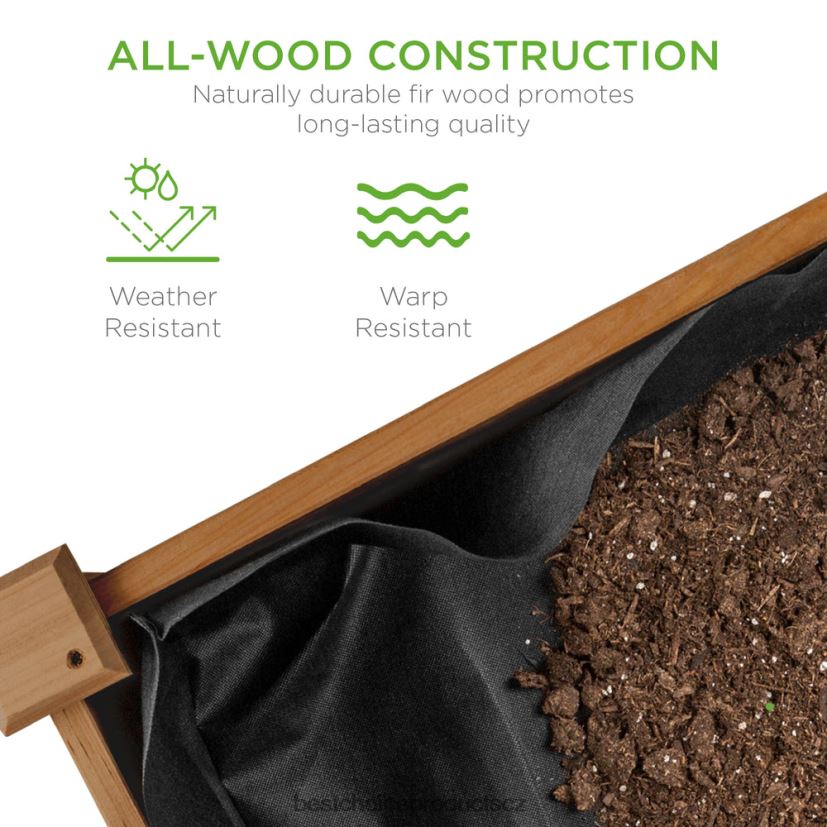 Best Choice Products vyvýšená zahradní postel, vyvýšený stojan na truhlík na květináče s vložkou do postele trávník a zahrada | žalud hnědý FF2286967