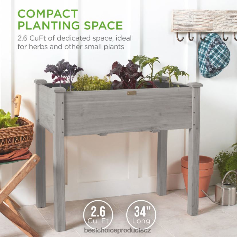 Best Choice Products vyvýšená zahradní postel, vyvýšený stojan na truhlík na květináče s vložkou do postele trávník a zahrada | šedá FF2286966