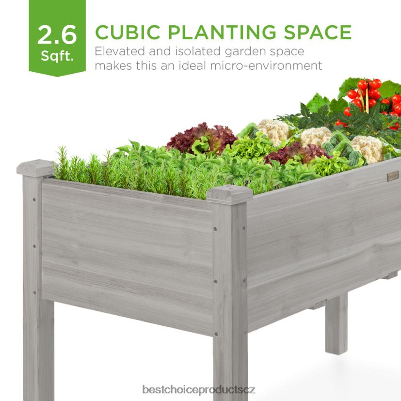 Best Choice Products vyvýšená zahradní postel, vyvýšený stojan na truhlík na květináče s vložkou do postele trávník a zahrada | šedá FF2286966