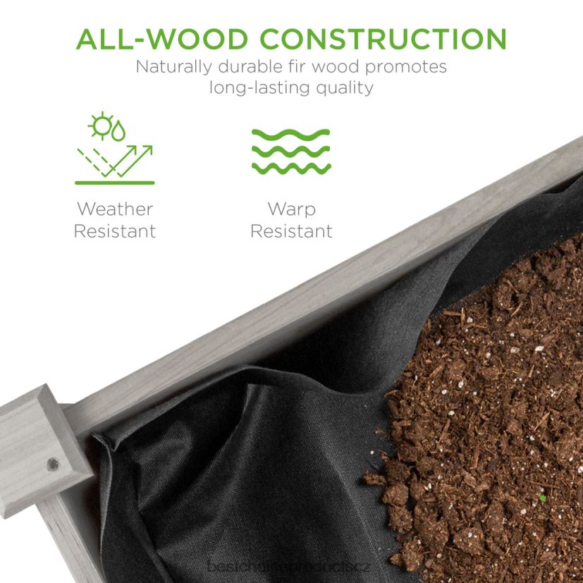 Best Choice Products vyvýšená zahradní postel, vyvýšený stojan na truhlík na květináče s vložkou do postele trávník a zahrada | šedá FF2286966
