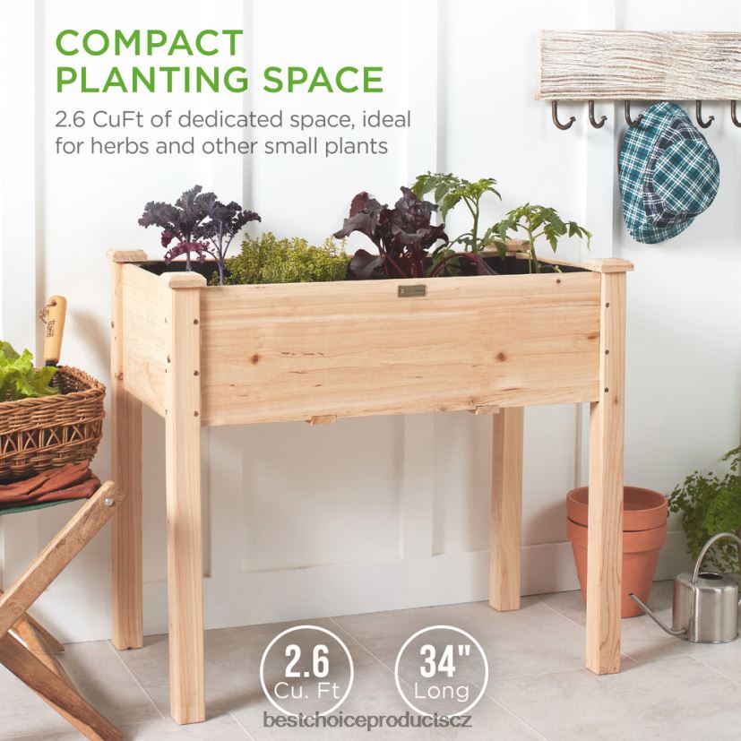 Best Choice Products vyvýšená zahradní postel, vyvýšený stojan na truhlík na květináče s vložkou do postele trávník a zahrada | přírodní FF2286965
