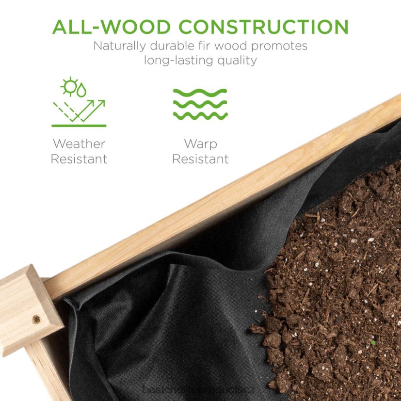 Best Choice Products vyvýšená zahradní postel, vyvýšený stojan na truhlík na květináče s vložkou do postele trávník a zahrada | přírodní FF2286965
