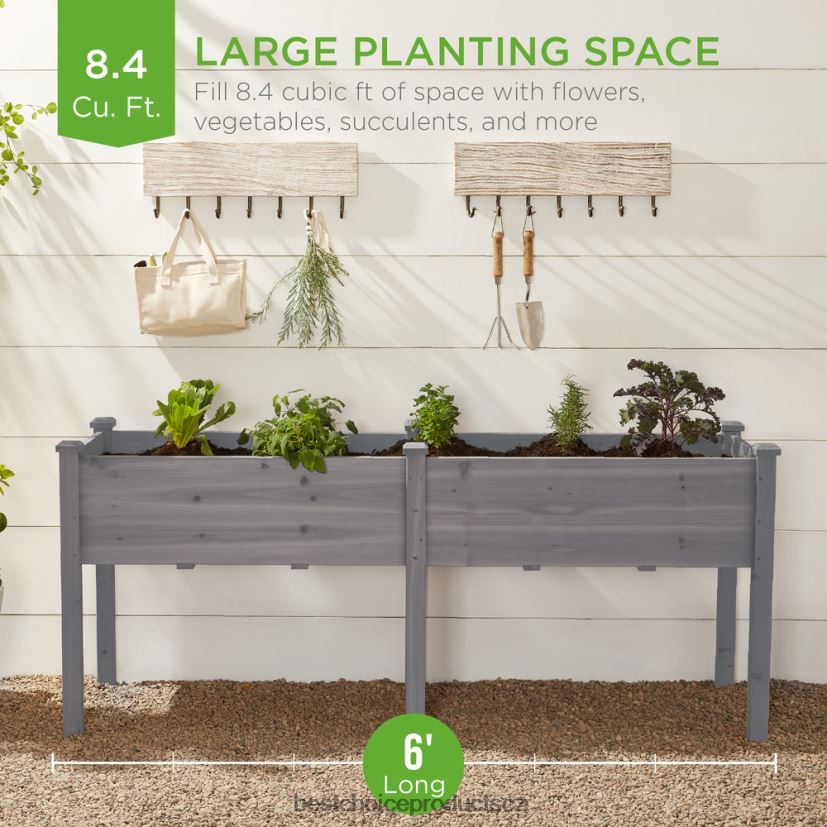 Best Choice Products vyvýšený zahradní záhon, vyvýšený dřevěný zahradní květináč trávník a zahrada | šedá FF2286964