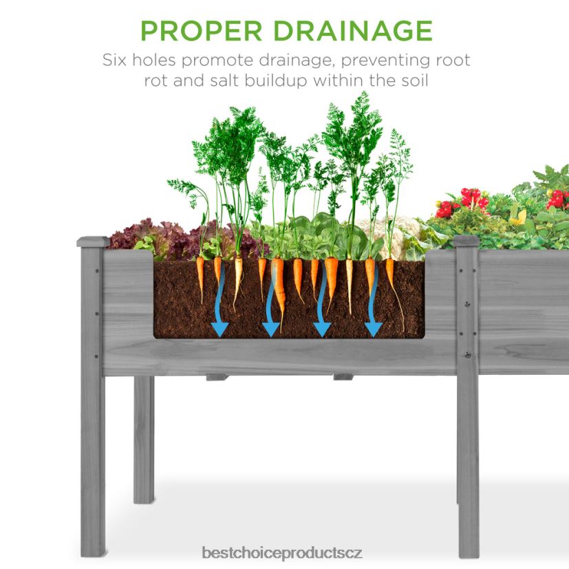 Best Choice Products vyvýšený zahradní záhon, vyvýšený dřevěný zahradní květináč trávník a zahrada | šedá FF2286964