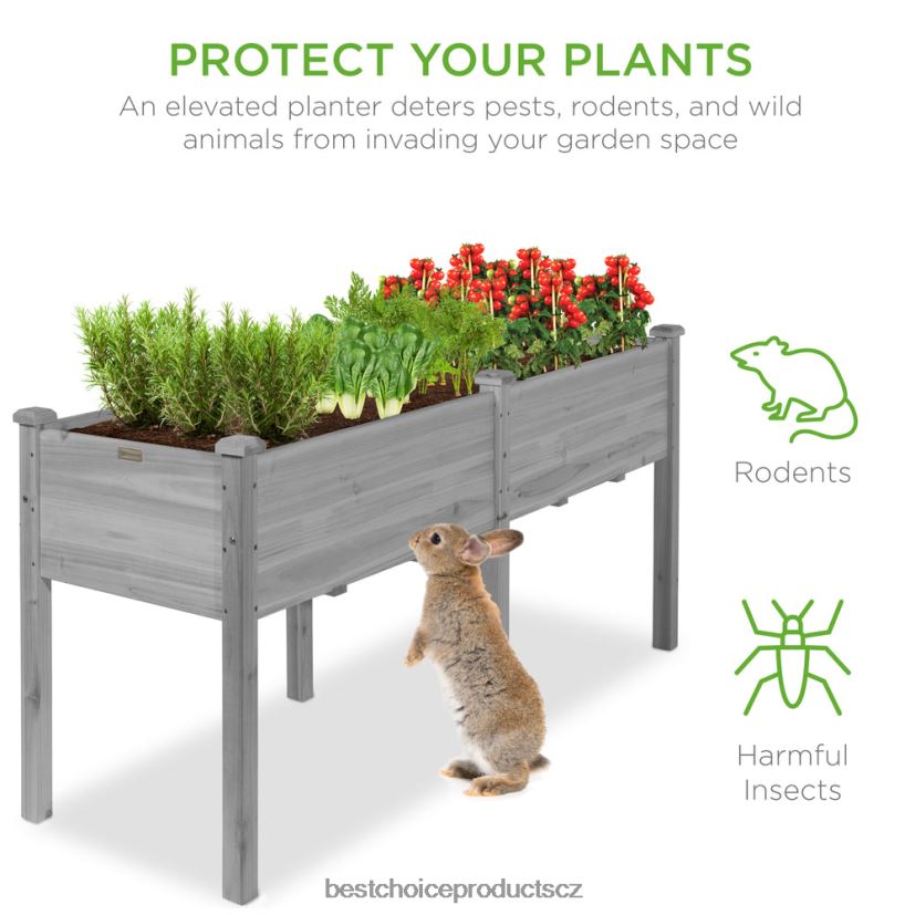 Best Choice Products vyvýšený zahradní záhon, vyvýšený dřevěný zahradní květináč trávník a zahrada | šedá FF2286964