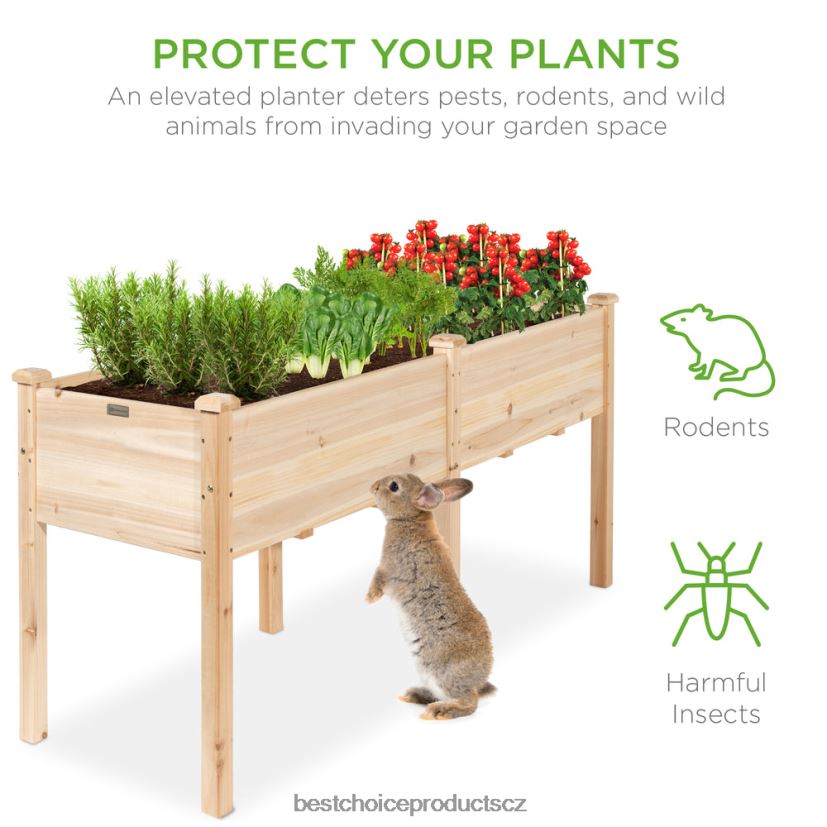 Best Choice Products vyvýšený zahradní záhon, vyvýšený dřevěný zahradní květináč trávník a zahrada | přírodní FF2286963