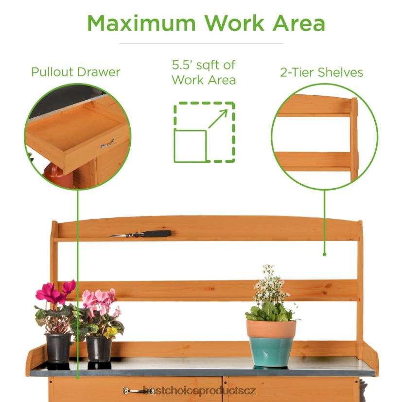 Best Choice Products zahradní dřevěná lavička s kovovou deskou stolu trávník a zahrada | přírodní FF2286998