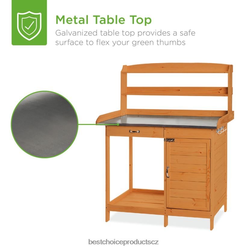 Best Choice Products zahradní dřevěná lavička s kovovou deskou stolu trávník a zahrada | přírodní FF2286998