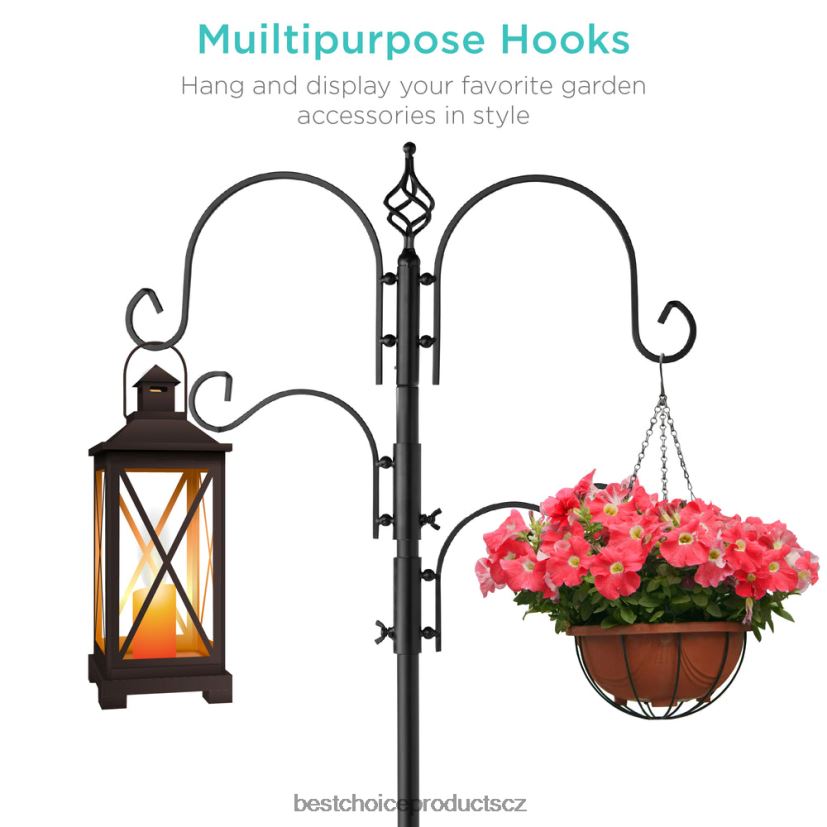 Best Choice Products Krmná stanice pro ptáky se 4 háčky, ocelový stojan na krmítko se 2 krmítky pro ptáky trávník a zahrada | Černá FF2286437