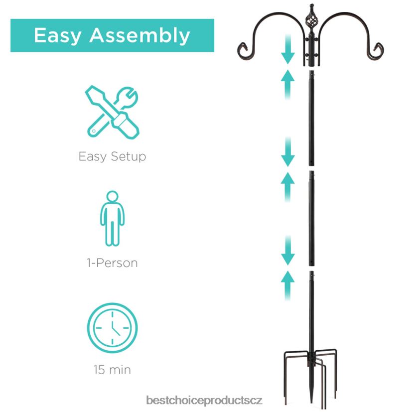 Best Choice Products Krmná stanice pro ptáky se 4 háčky, ocelový stojan na krmítko se 2 krmítky pro ptáky trávník a zahrada | Černá FF2286437