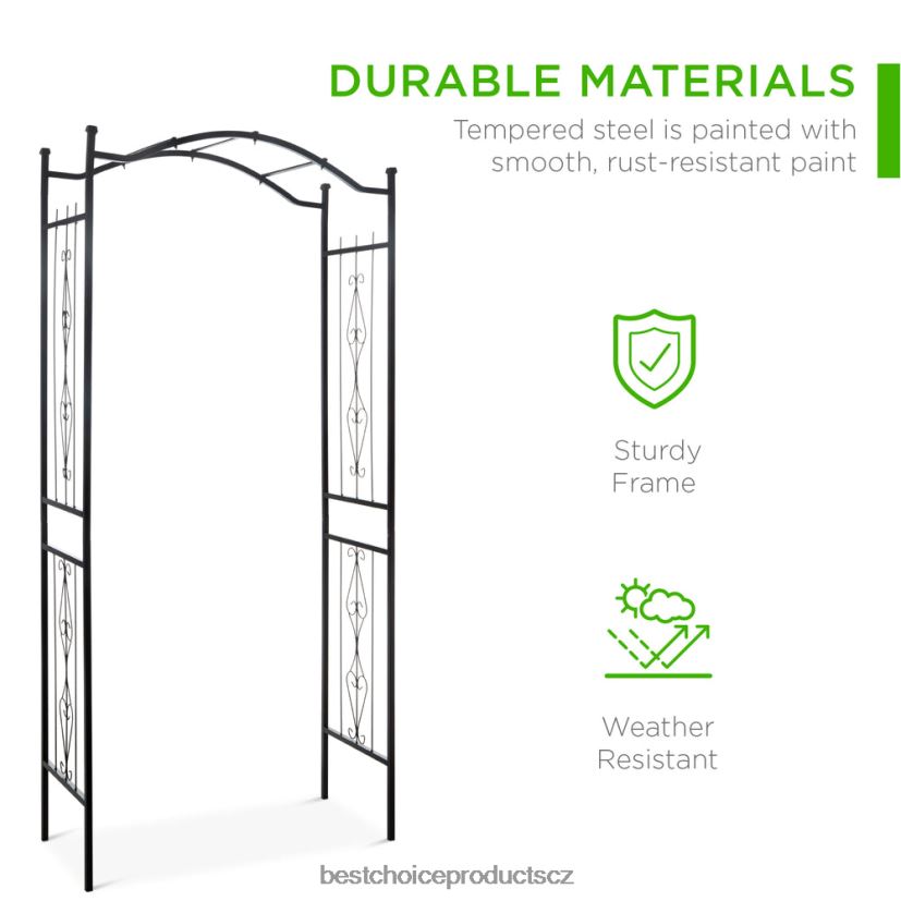 Best Choice Products ocelový zahradní oblouk arbor mříže pro popínavé rostliny trávník a zahrada | Černá FF2286987