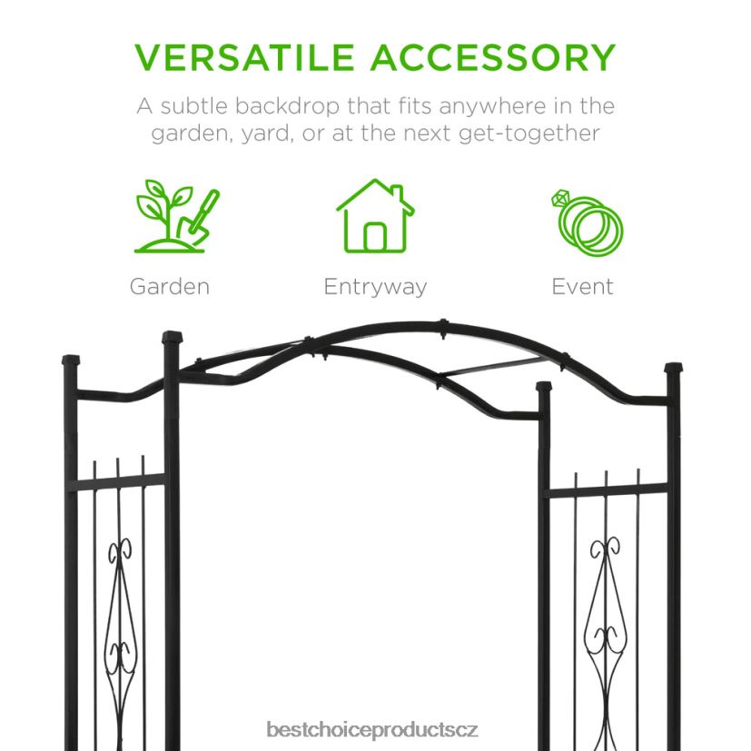 Best Choice Products ocelový zahradní oblouk arbor mříže pro popínavé rostliny trávník a zahrada | Černá FF2286987
